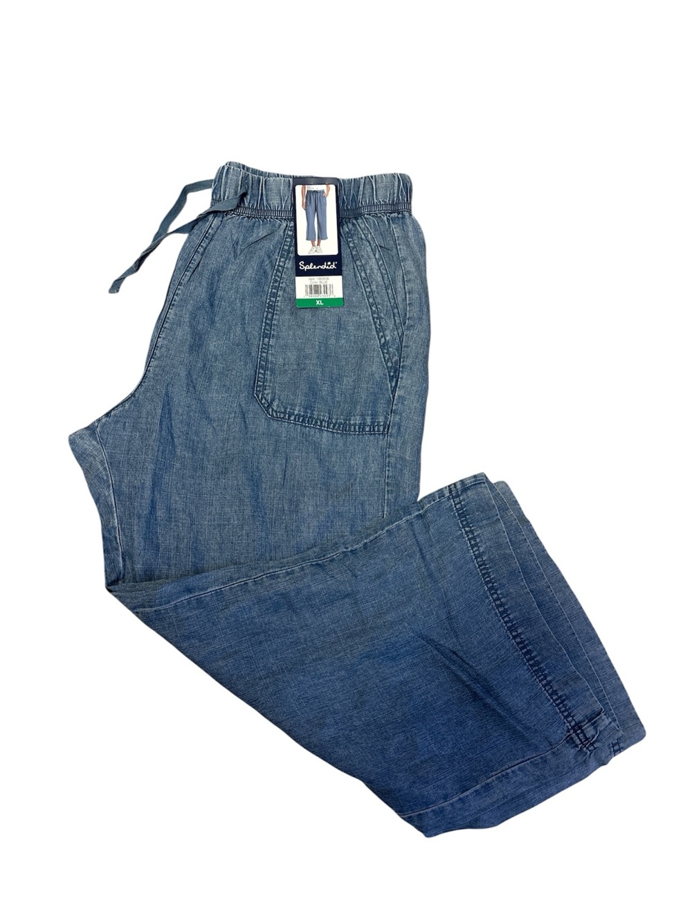 Splendid Blue Chambray Drawstring Crop Pants Sz/XL NWT. - Picture 5 of 10